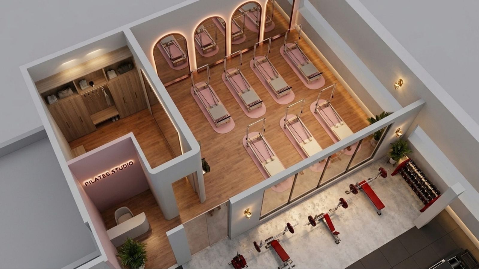 Studio Pilates avec huit Reformers